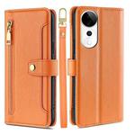 For vivo S19 Pro Sheep Texture Cross-body Zipper Wallet Leather Phone Case(Orange)