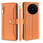 For vivo X100s Sheep Texture Cross-body Zipper Wallet Leather Phone Case(Orange)