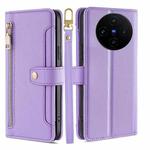 For vivo X100s Sheep Texture Cross-body Zipper Wallet Leather Phone Case(Purple)