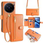 For vivo X200 Pro 5G Sheep Texture Cross-body Zipper Wallet Leather Phone Case(Orange)