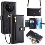 For vivo X200s 5G Sheep Texture Cross-body Zipper Wallet Leather Phone Case(Black)