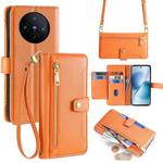For vivo X200s 5G Sheep Texture Cross-body Zipper Wallet Leather Phone Case(Orange)