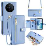 For vivo X200s 5G Sheep Texture Cross-body Zipper Wallet Leather Phone Case(Blue)