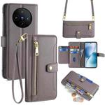 For vivo X200s 5G Sheep Texture Cross-body Zipper Wallet Leather Phone Case(Grey)