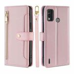 For Nokia G11 Plus Lite Sheep Texture Cross-body Zipper Wallet Leather Phone Case(Pink)