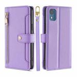 For Nokia C02 TA-1522 Lite Sheep Texture Cross-body Zipper Wallet Leather Phone Case(Purple)