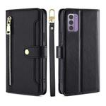 For Nokia G42 5G Lite Sheep Texture Cross-body Zipper Wallet Leather Phone Case(Black)