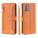 For Nokia G42 5G Lite Sheep Texture Cross-body Zipper Wallet Leather Phone Case(Orange)