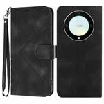 For Honor Magic5 Lite 5G Line Pattern Skin Feel Leather Phone Case(Black)