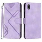 For Honor 8S Line Pattern Skin Feel Leather Phone Case(Light Purple)