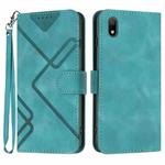 For Honor 8S Line Pattern Skin Feel Leather Phone Case(Light Blue)