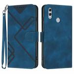 For Honor 10 Lite Line Pattern Skin Feel Leather Phone Case(Royal Blue)