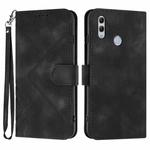 For Honor 10 Lite Line Pattern Skin Feel Leather Phone Case(Black)