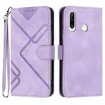 For Honor 20S Russia /20 lite Russia  Line Pattern Skin Feel Leather Phone Case(Light Purple)
