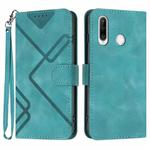 For Honor 20S Russia /20 lite Russia  Line Pattern Skin Feel Leather Phone Case(Light Blue)