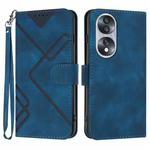 For Honor 70 Line Pattern Skin Feel Leather Phone Case(Royal Blue)