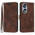 For Honor 70 Line Pattern Skin Feel Leather Phone Case(Coffee)