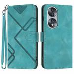 For Honor 70 Line Pattern Skin Feel Leather Phone Case(Light Blue)