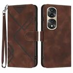 For Honor 70 Pro / 70 Pro+ Line Pattern Skin Feel Leather Phone Case(Coffee)