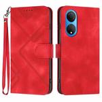 For Honor X7 4G/Play 30 Plus Line Pattern Skin Feel Leather Phone Case(Red)