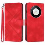 For Honor X50 / X9b Line Pattern Skin Feel Leather Phone Case(Red)