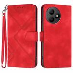 For Honor X50i+ Line Pattern Skin Feel Leather Phone Case(Red)