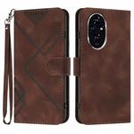 For Honor 200 Line Pattern Skin Feel Leather Phone Case(Coffee)