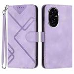 For Honor 200 Line Pattern Skin Feel Leather Phone Case(Light Purple)