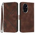 For Honor 200 Pro Line Pattern Skin Feel Leather Phone Case(Coffee)