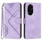 For Honor 200 Pro Line Pattern Skin Feel Leather Phone Case(Light Purple)