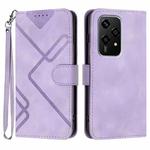 For Honor 200 Lite Global Line Pattern Skin Feel Leather Phone Case(Light Purple)