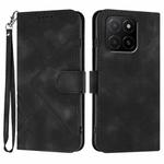 For Honor X5b / X5b Plus Global Line Pattern Skin Feel Leather Phone Case(Black)