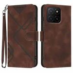 For Honor X5b / X5b Plus Global Line Pattern Skin Feel Leather Phone Case(Coffee)