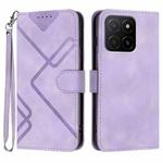 For Honor X5b / X5b Plus Global Line Pattern Skin Feel Leather Phone Case(Light Purple)