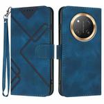 For Honor X9c Global Line Pattern Skin Feel Leather Phone Case(Royal Blue)