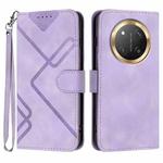 For Honor X9c Global Line Pattern Skin Feel Leather Phone Case(Light Purple)