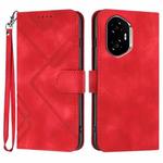 For Honor 300 Line Pattern Skin Feel Leather Phone Case(Red)