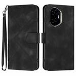 For Honor 300 Line Pattern Skin Feel Leather Phone Case(Black)