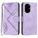 For Honor 300 Line Pattern Skin Feel Leather Phone Case(Light Purple)