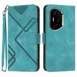 For Honor 300 Pro / Honor 300 Ultra Line Pattern Skin Feel Leather Phone Case(Light Blue)