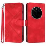 For Honor Magic7 Line Pattern Skin Feel Leather Phone Case(Red)