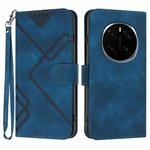 For Honor Magic7 Line Pattern Skin Feel Leather Phone Case(Royal Blue)