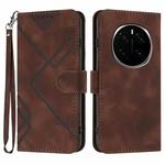 For Honor Magic7 Line Pattern Skin Feel Leather Phone Case(Coffee)