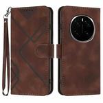 For Honor Magic7 Pro Line Pattern Skin Feel Leather Phone Case(Coffee)