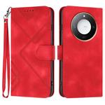 For Honor X60 / X9c Smart Line Pattern Skin Feel Leather Phone Case(Red)