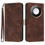 For Honor X60 / X9c Smart Line Pattern Skin Feel Leather Phone Case(Coffee)