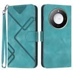 For Honor X60 / X9c Smart Line Pattern Skin Feel Leather Phone Case(Light Blue)