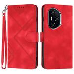 For Honor 400 Line Pattern Skin Feel Leather Phone Case(Red)