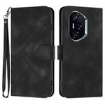 For Honor 400 Global 156.5mm Line Pattern Skin Feel Leather Phone Case(Black)