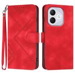 For Honor 400 Lite Global Line Pattern Skin Feel Leather Phone Case(Red)